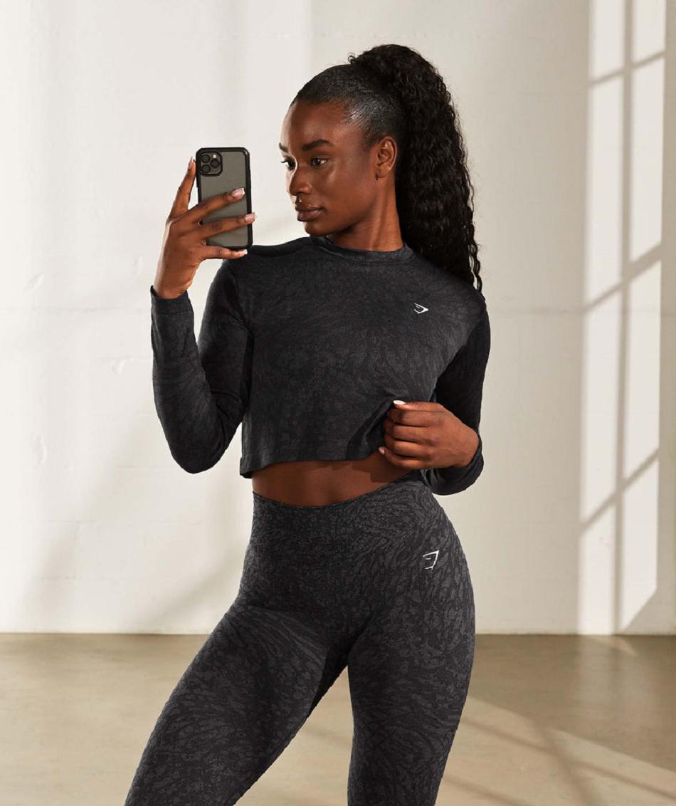 Gymshark Adapt Animal Seamless Ženske Tajice Crne | HR 4103HAP